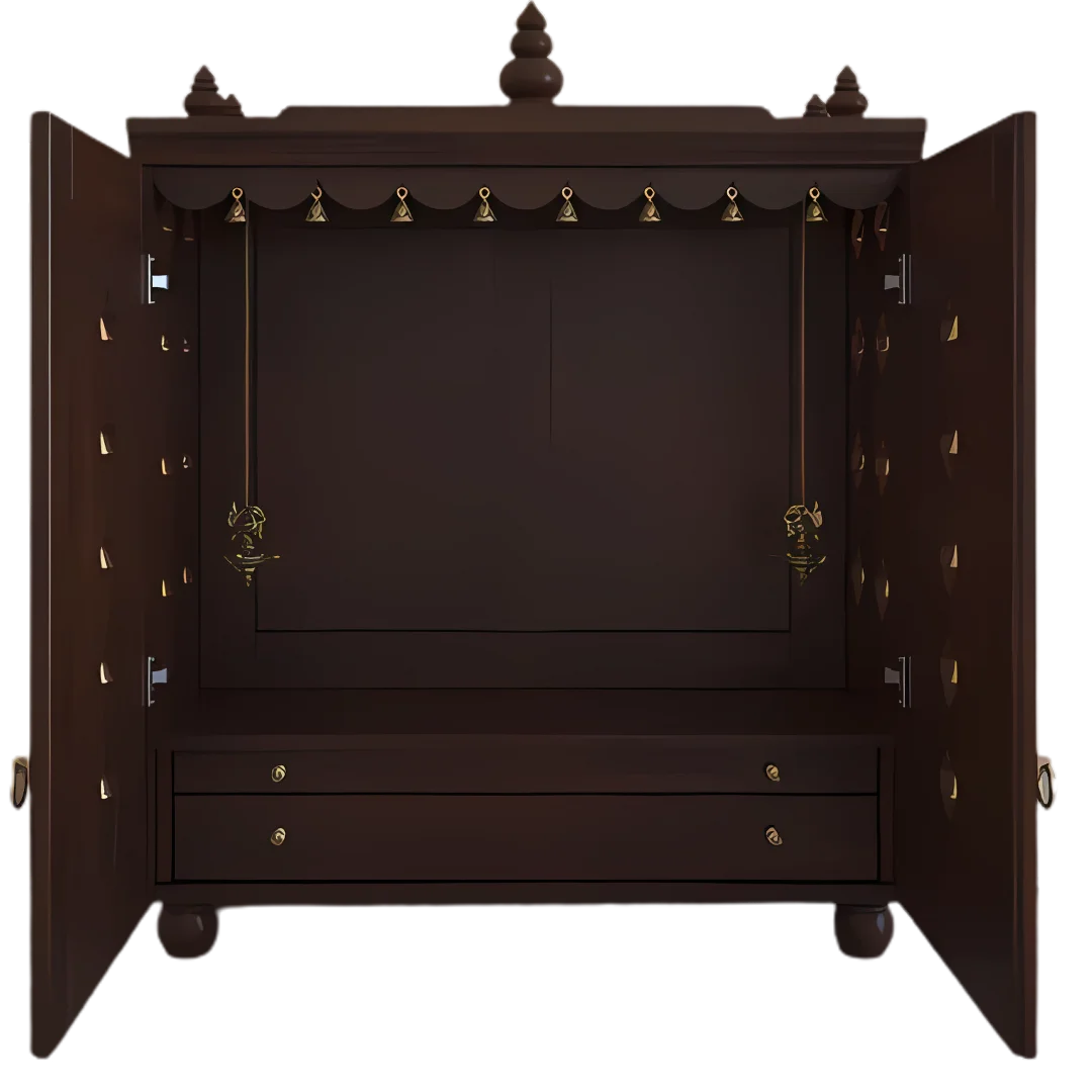 Aravaya Pooja Mandir with Door (Wenge) open door front view