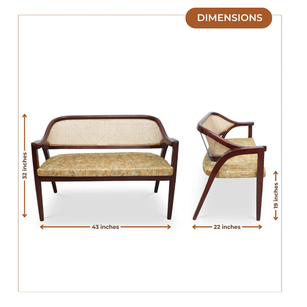 Arbor Solid Wood Lofa Sofa (Gold Velvet) dimensions image