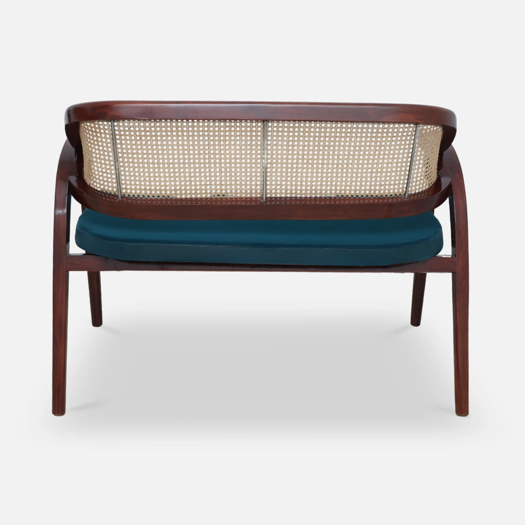 Arbor Solid Wood Love Sofa (Navy Blue) back view