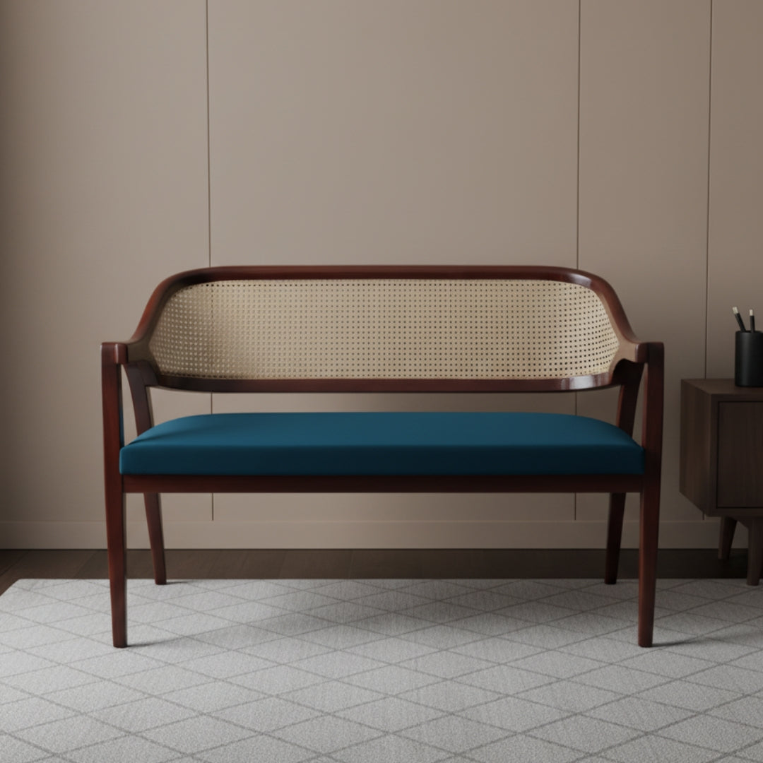 Arbor Solid Wood Love Sofa (Navy Blue) lifestyle view