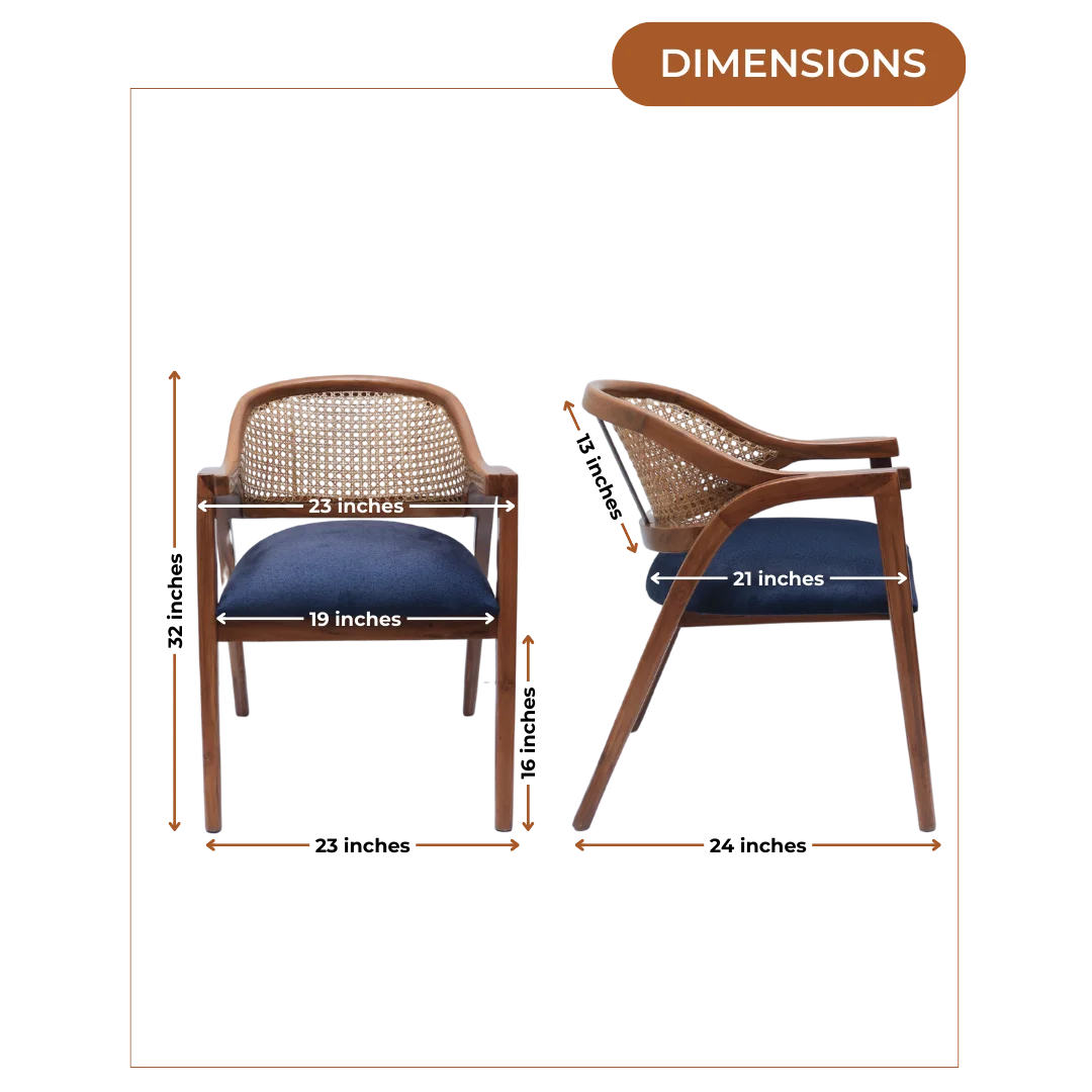Arbor Teak Wood Arm Chairs (Teak Blue) Dimensions