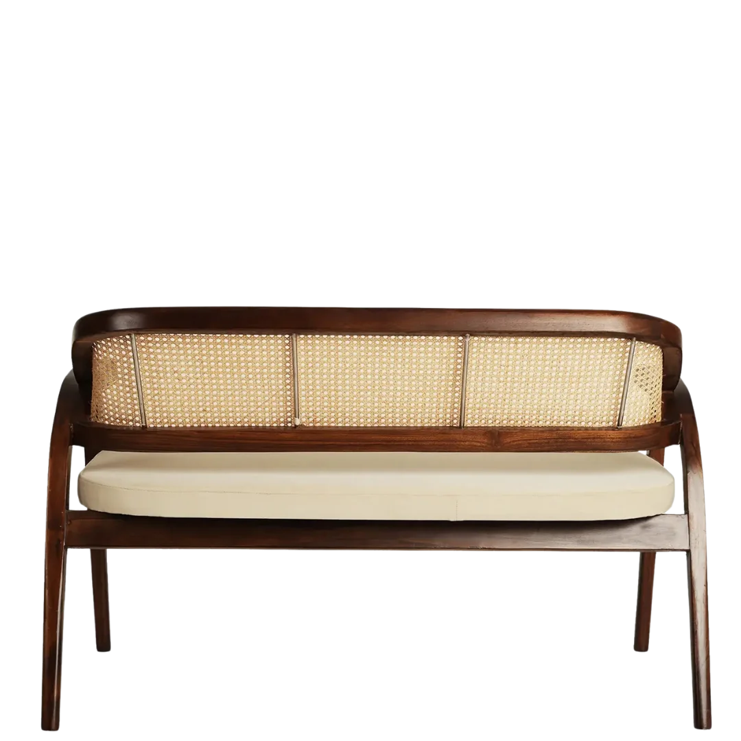 Arbor Solid Wood Love Sofa (Brown Beige) Back view