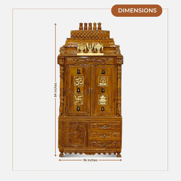 Archana Teak Wood Mandap (Teak) dimensions