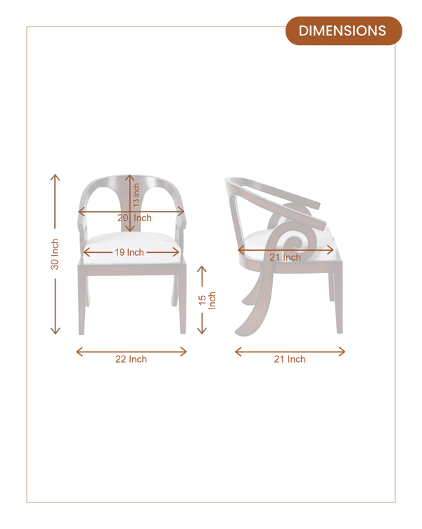 Arlaxa Teak Wood Arm Chairs (Brown Silver) dimensions