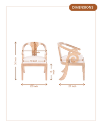 Arlaxa Teak Wood Arm Chairs (Teak Beige) dimensions