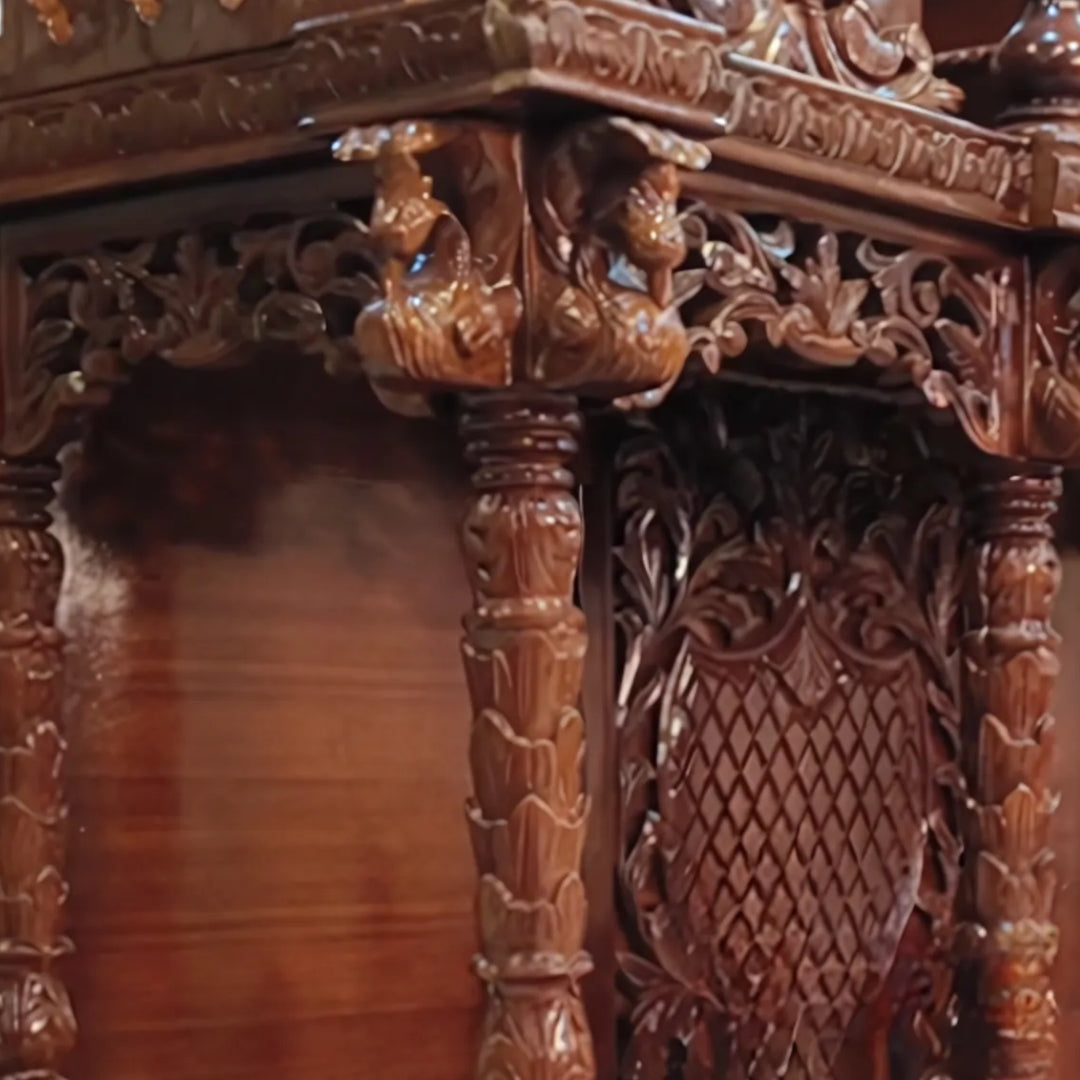 Aroha Teak Wood Mandap (Brown) zoom view