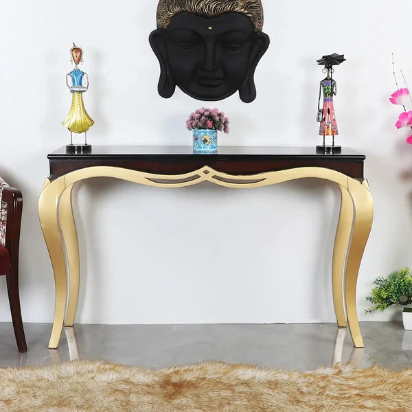 Artoric Solid Wood Console Table (Gold Brown) lifestyle view
