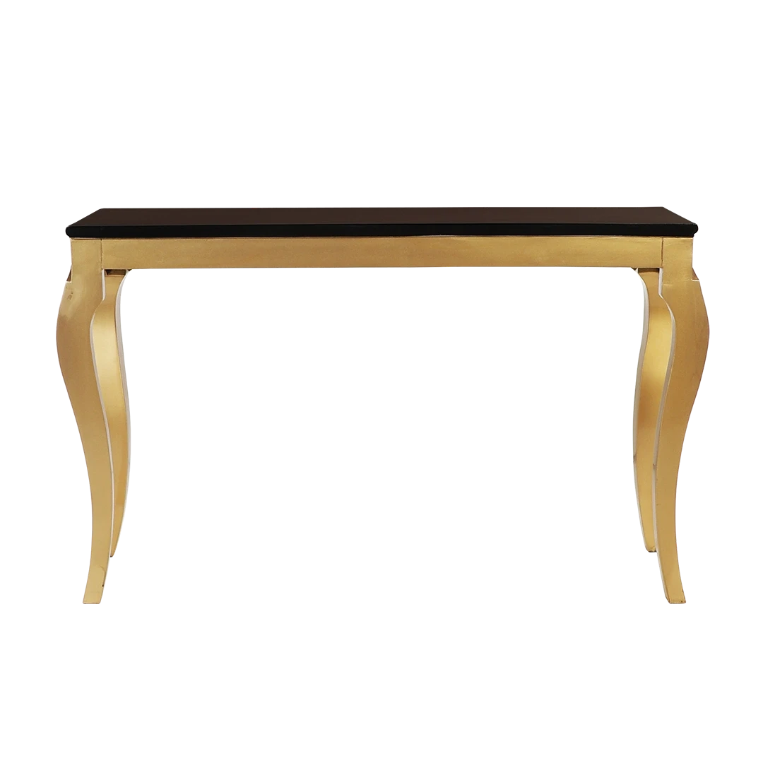 Artoric Solid Wood Console Table in Brown Gold color back view