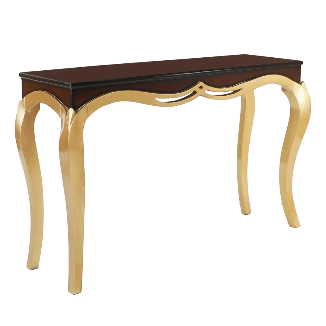 Artoric Solid Wood Console Table in Brown Gold color 45° side view