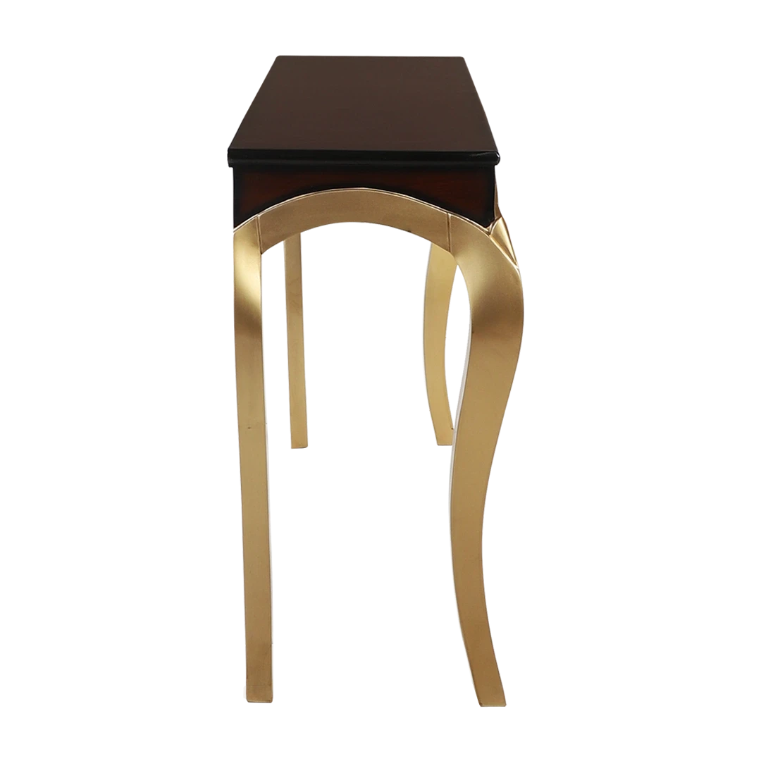 Artoric Solid Wood Console Table in Brown Gold color side view