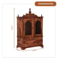 Aumesh Teak Wood Pooja Mandir With Door (Teak) Dimensions