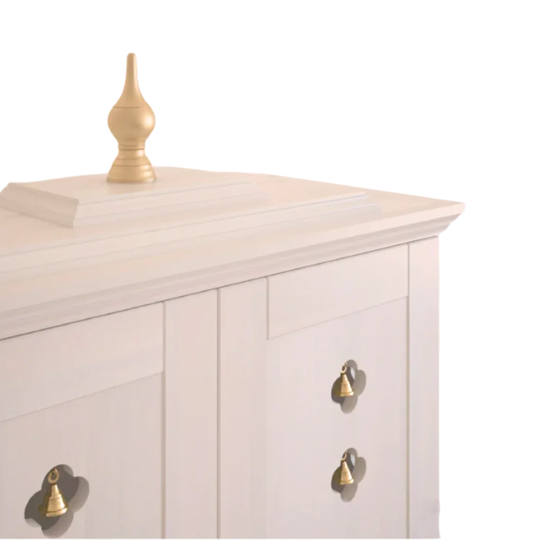 Aumkara Teak Wood Mandir with Door (White) zoom view