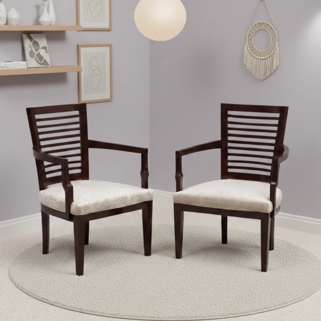 Aura Teak Wood Arm Chairs (Brown) lifestyle image