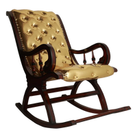 Aurum Fabric Upholstered Teak Wood Rocking Chair (Brown Gold) side angle