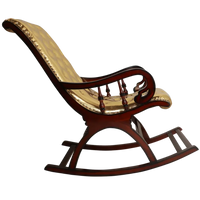Aurum Fabric Upholstered Teak Wood Rocking Chair (Brown Gold) side view