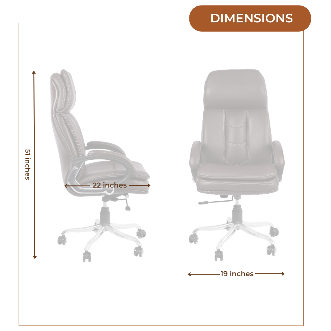 Avidity High Back Office Executive Chair (Brown) Dimensions