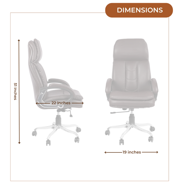 Avidity High Back Office Executive Chair (Brown) Dimensions