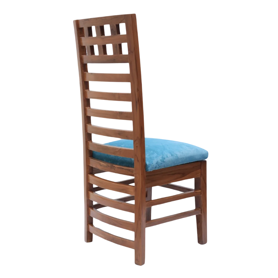 Back Side Angle of Stride Teak Wood Dining Chair (teak Blue)