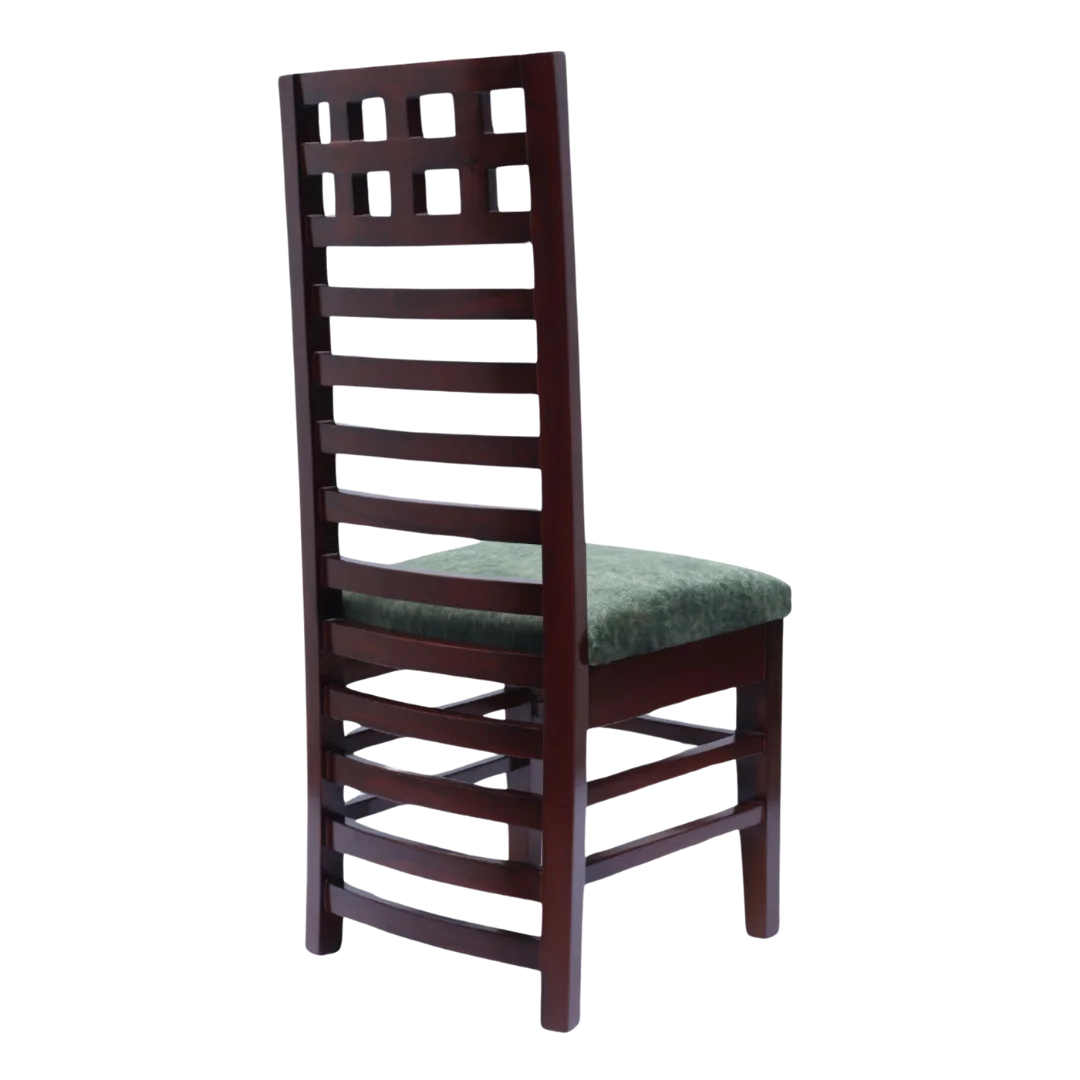 Back Side View of Stride Teak Wood Dining Chair (Brown Green)