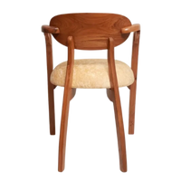 Back View of Abetos Teak Wood Arm Chairs (Teak Beige)