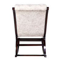 Back View of Touffy Fabric Upholstered Teak Wood Rocking Chair (Mahogany Beige)