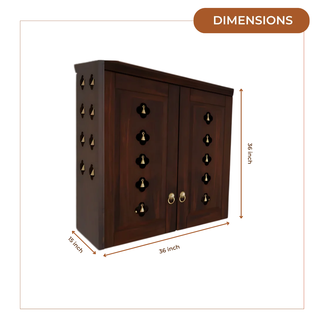 Barvya Pooja Mandir with Door (Wenge) Dimensions