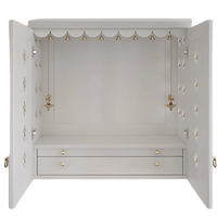 Barvya Pooja Mandir with Door(White) Open Doors View