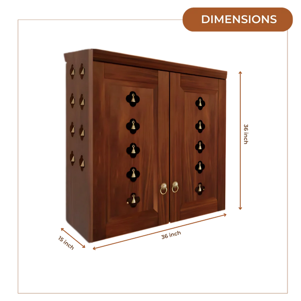 Barvya Pooja Mandir with Door (Teak) Dimensions