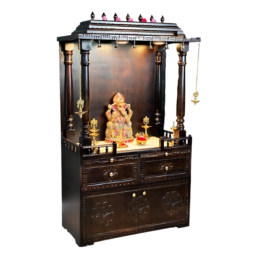 Bhaskara Teak Wood Mandap (Brown) Side Angle