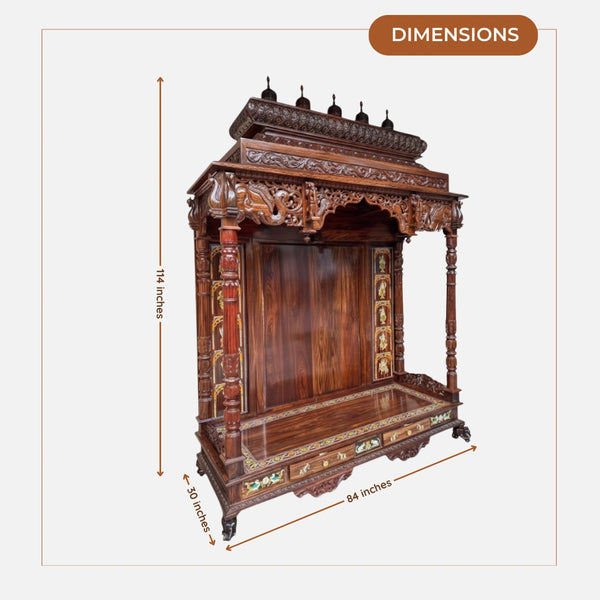 Bhavani Teak Wood Mandap (Teak) dimensions view
