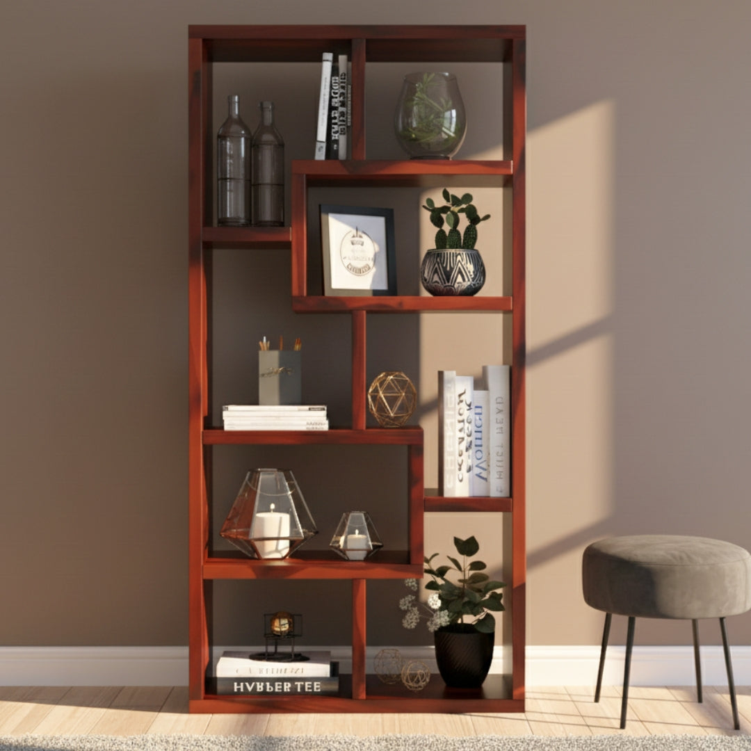 Booksy Teak Wood Book Shelf (Brown)lifestyle view