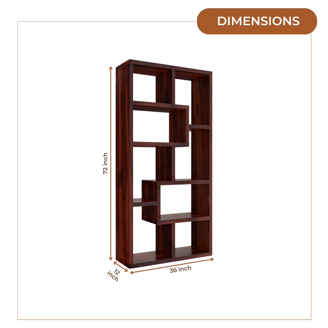 Booksy Wood Book Shelf (Brown) dimensions