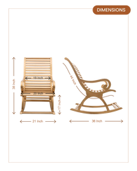 Boston Teak Wood Rocking Chair (Gold) dimensions
