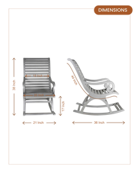 Boston Teak Wood Rocking Chair (Silver) dimensions
