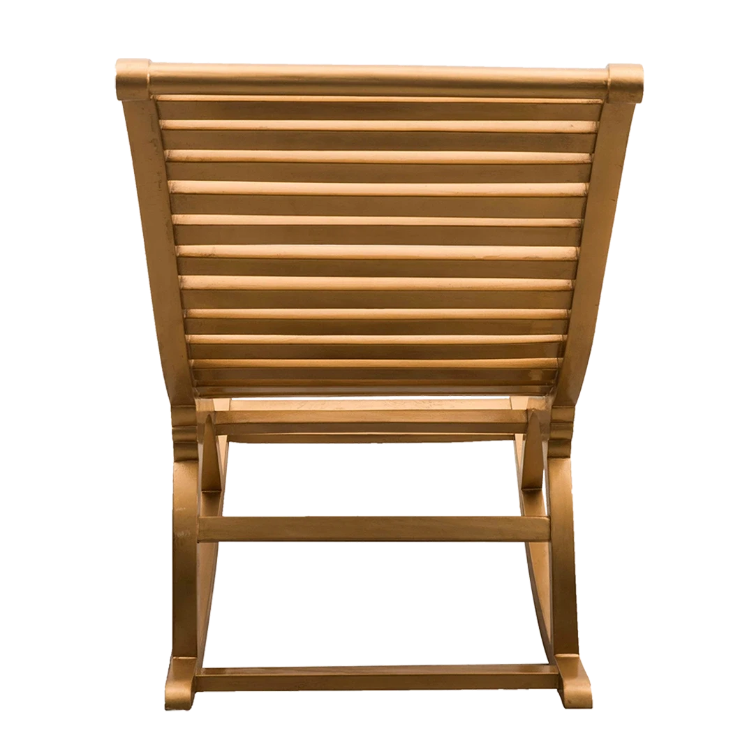 Boston Teak Wood Rocking Chair in Gold color back view