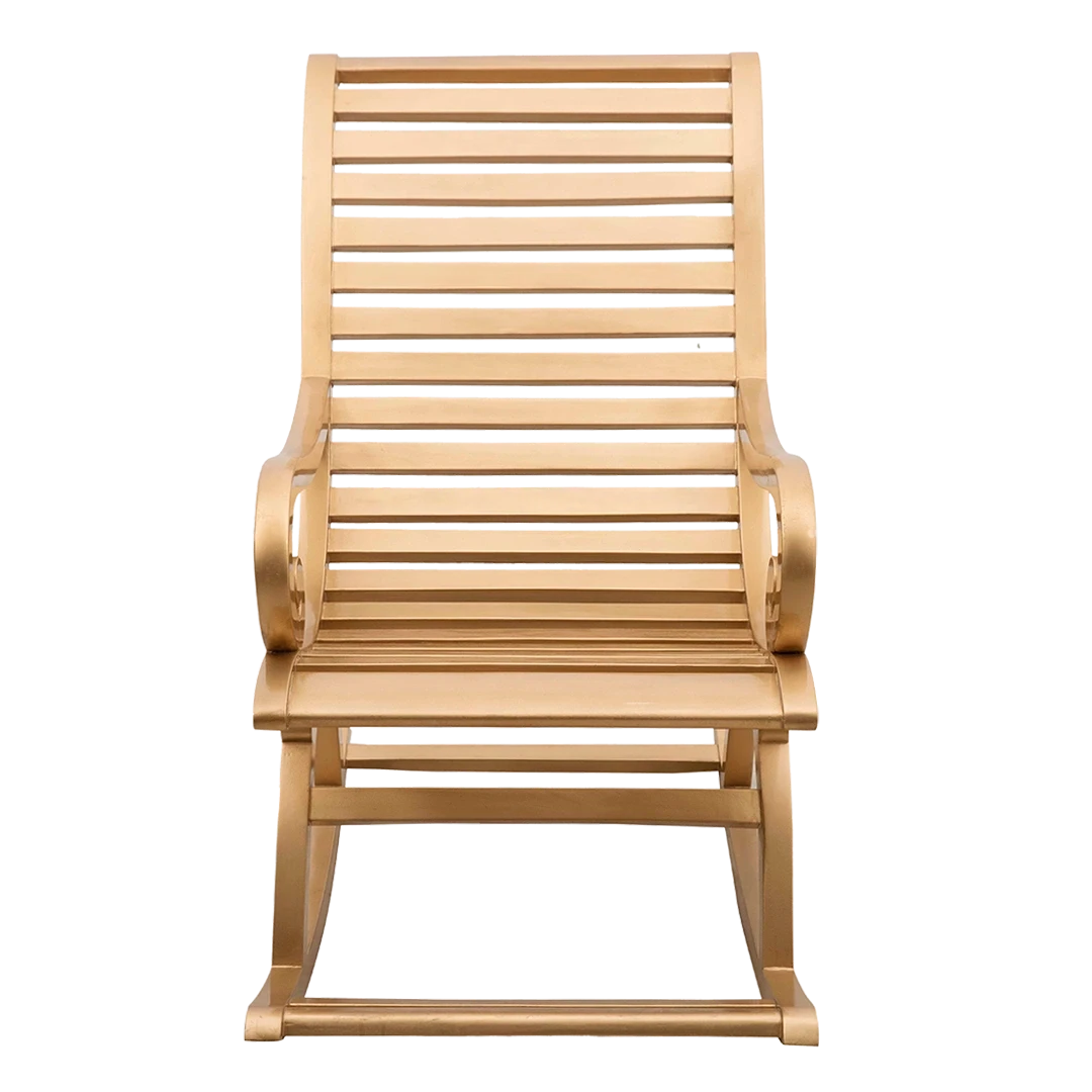 Boston Teak Wood Rocking Chair in Gold color front view