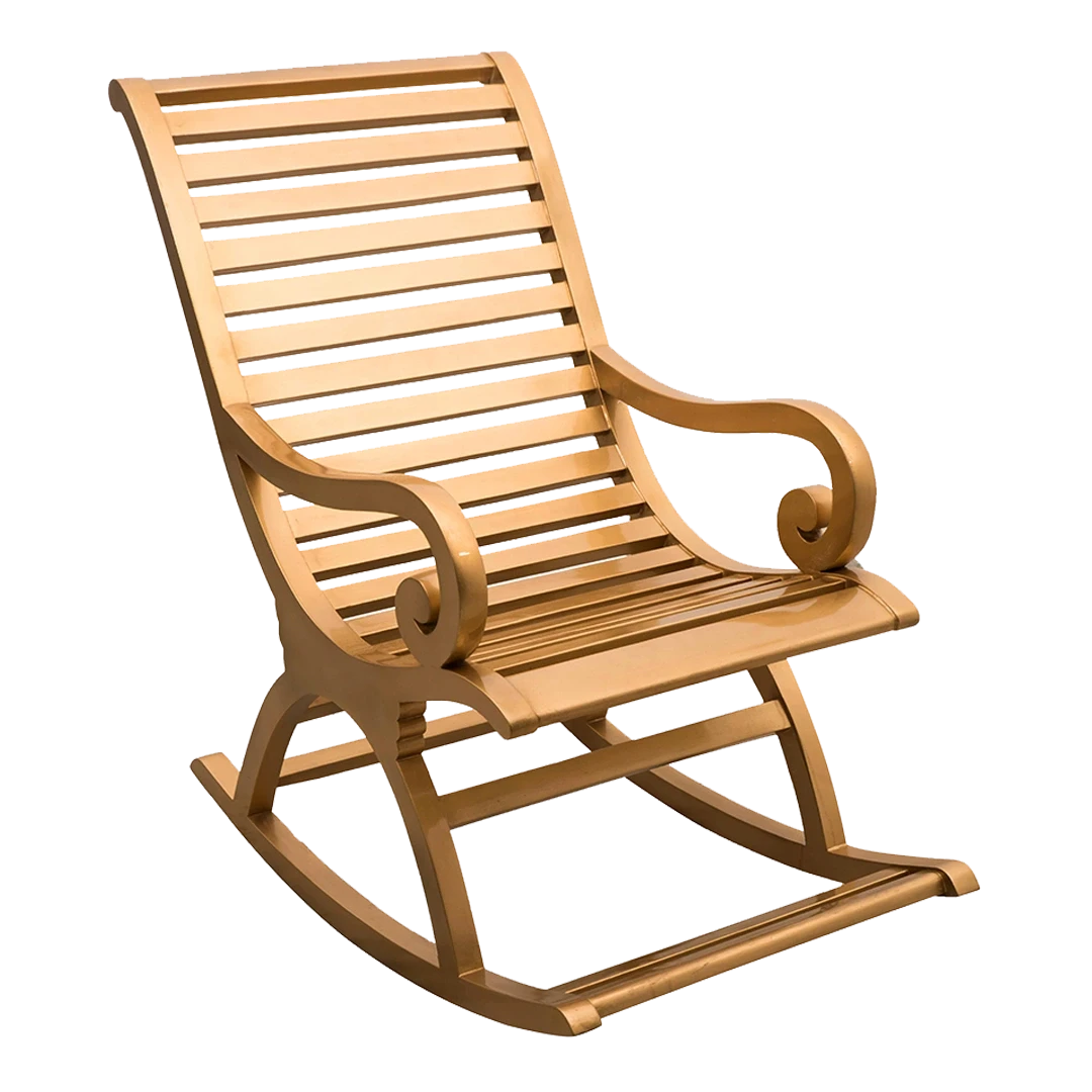 Boston Teak Wood Rocking Chair in Gold color 45° side view