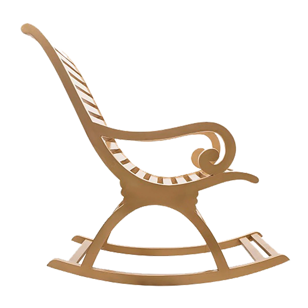Boston Teak Wood Rocking Chair in Gold color side view
