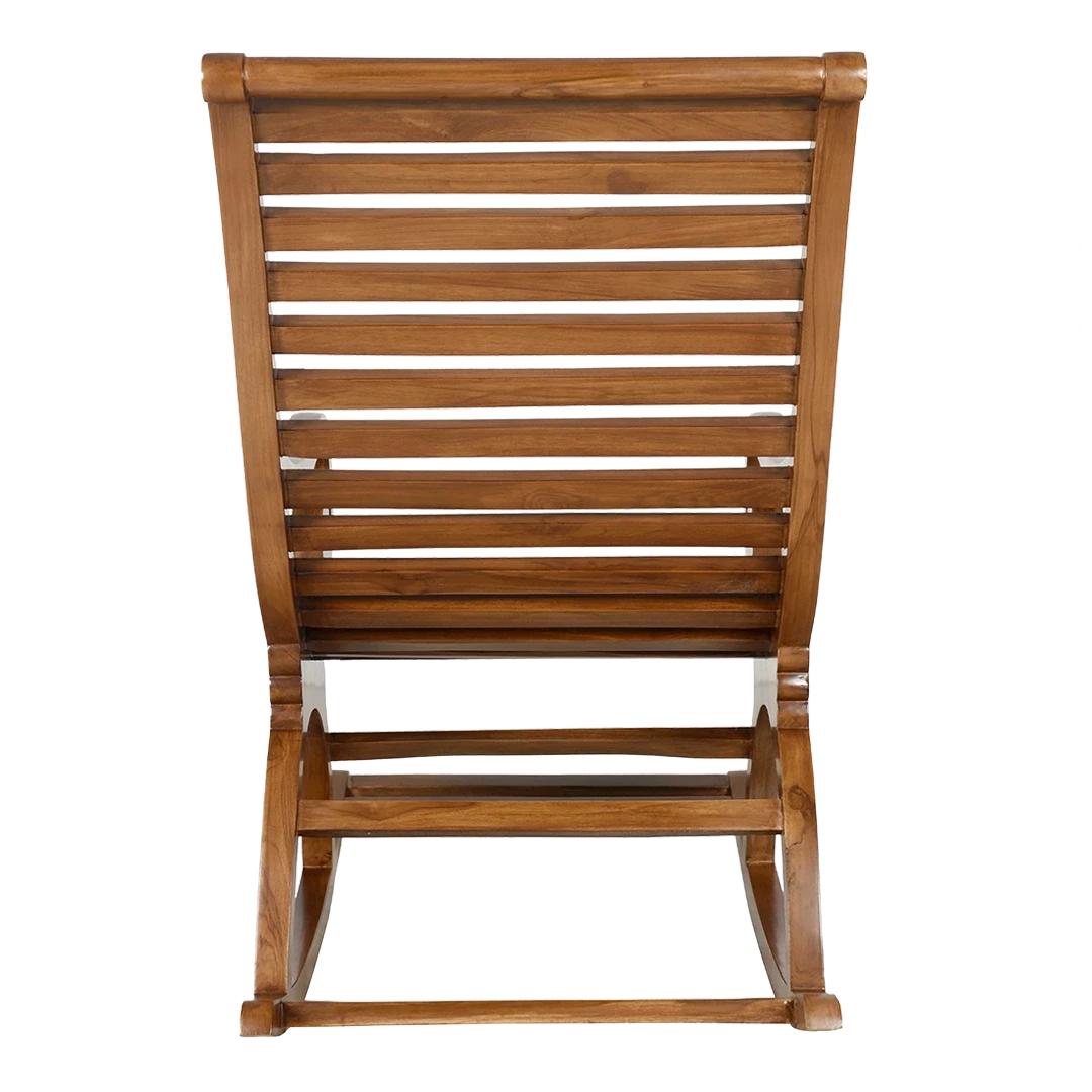 Boston Teak Wood Rocking Chair in Teak color back view