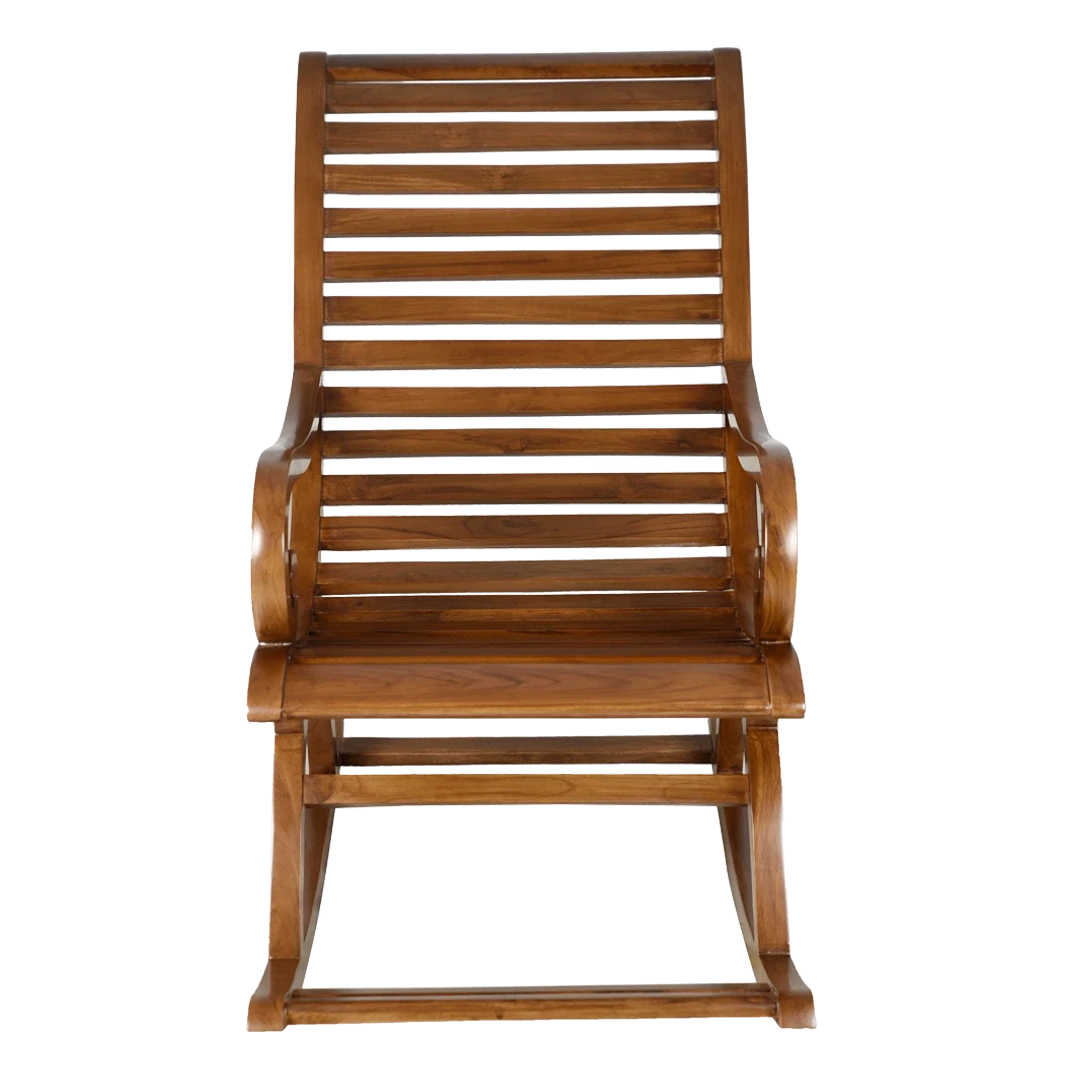 Boston Teak Wood Rocking Chair in Teak color front view