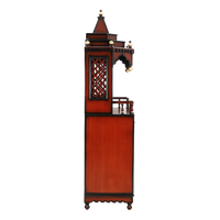 Brahma Kostha Large Floor Rested Pooja Mandap/Wooden temple for home in Brown Gold color side view featuring jali design