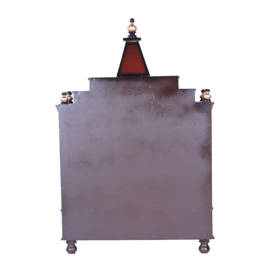 Brahma Shray Teak Wood Floor Rested Pooja Mandir (Brown Gold) back view