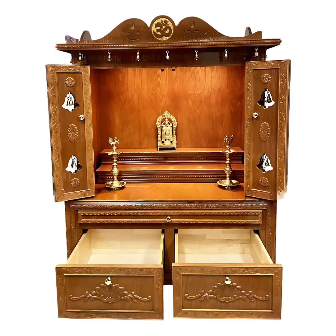 Brahmajyoti Teak Wood Mandap (Teak) open door view