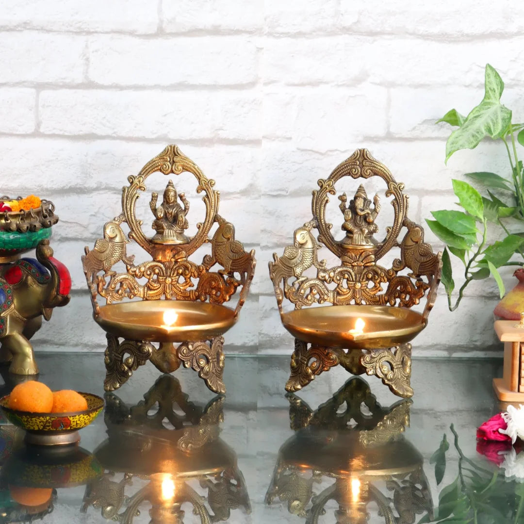Brass Laxmi Ganesh Diya lifestyle view