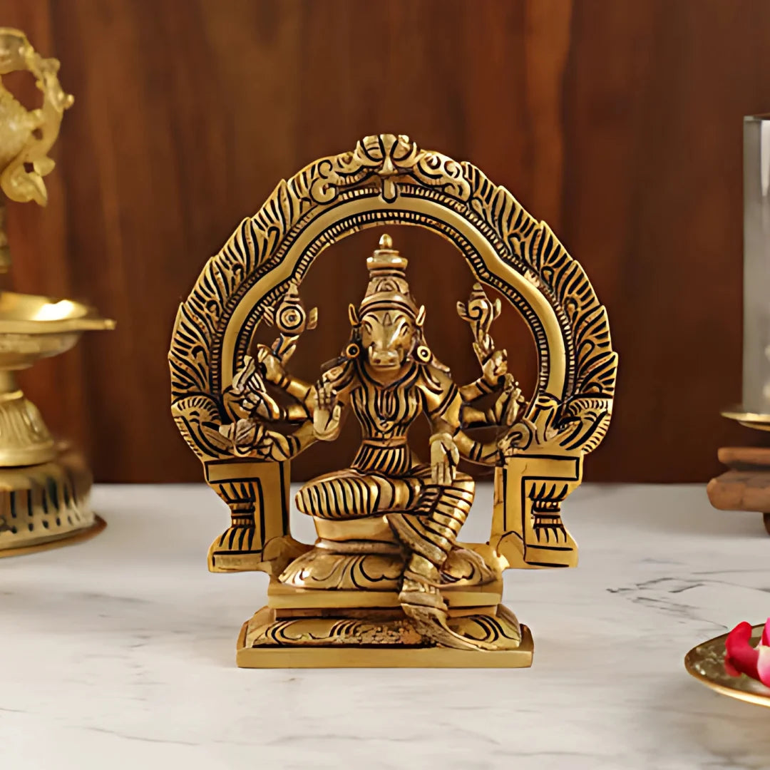 Brass Narasimha Idol lifestyle view