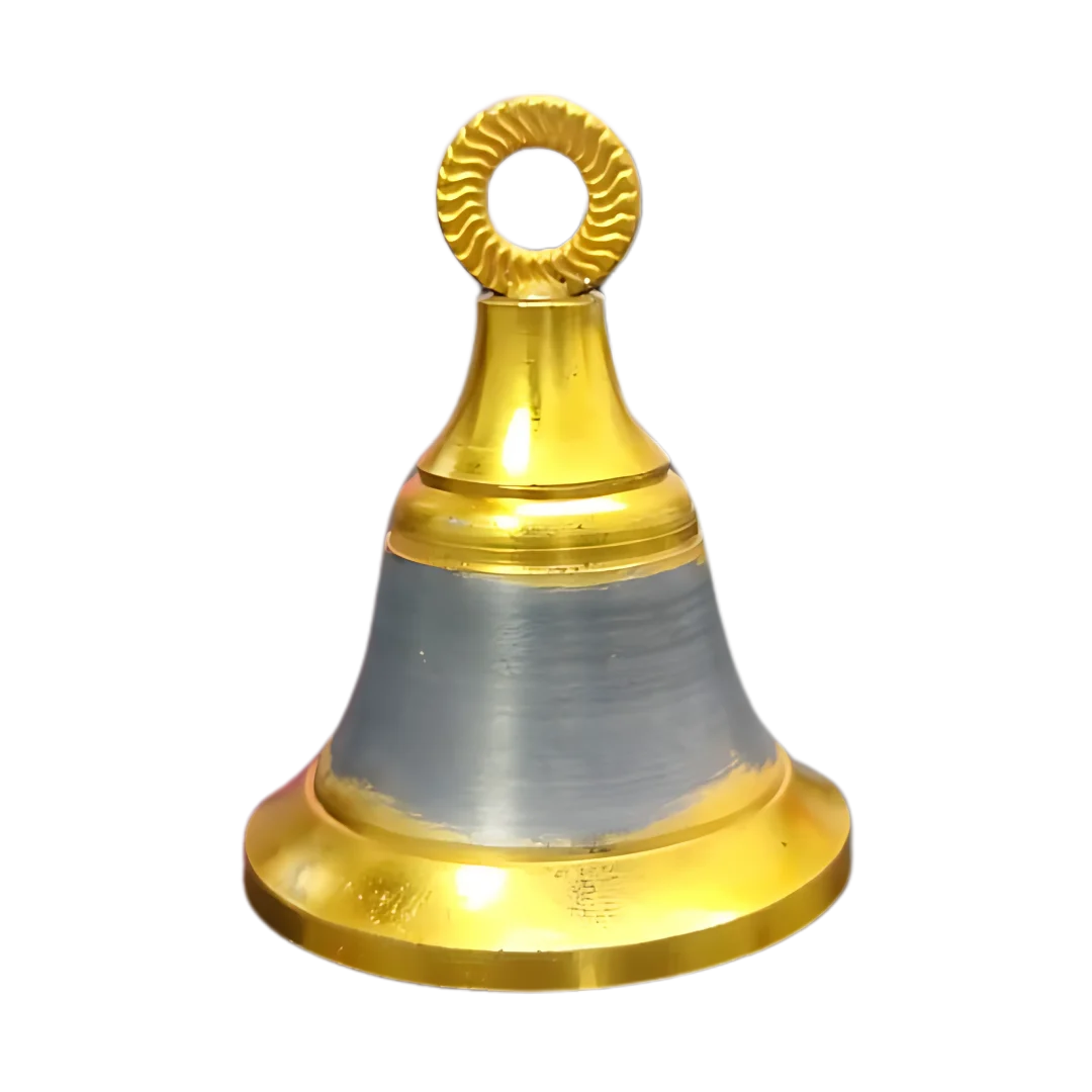 Brass Pooja Bell with Ring Handle (Large) front view