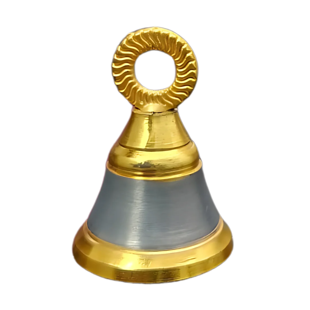 Brass Pooja Bell with Ring Handle (Small) Front view
