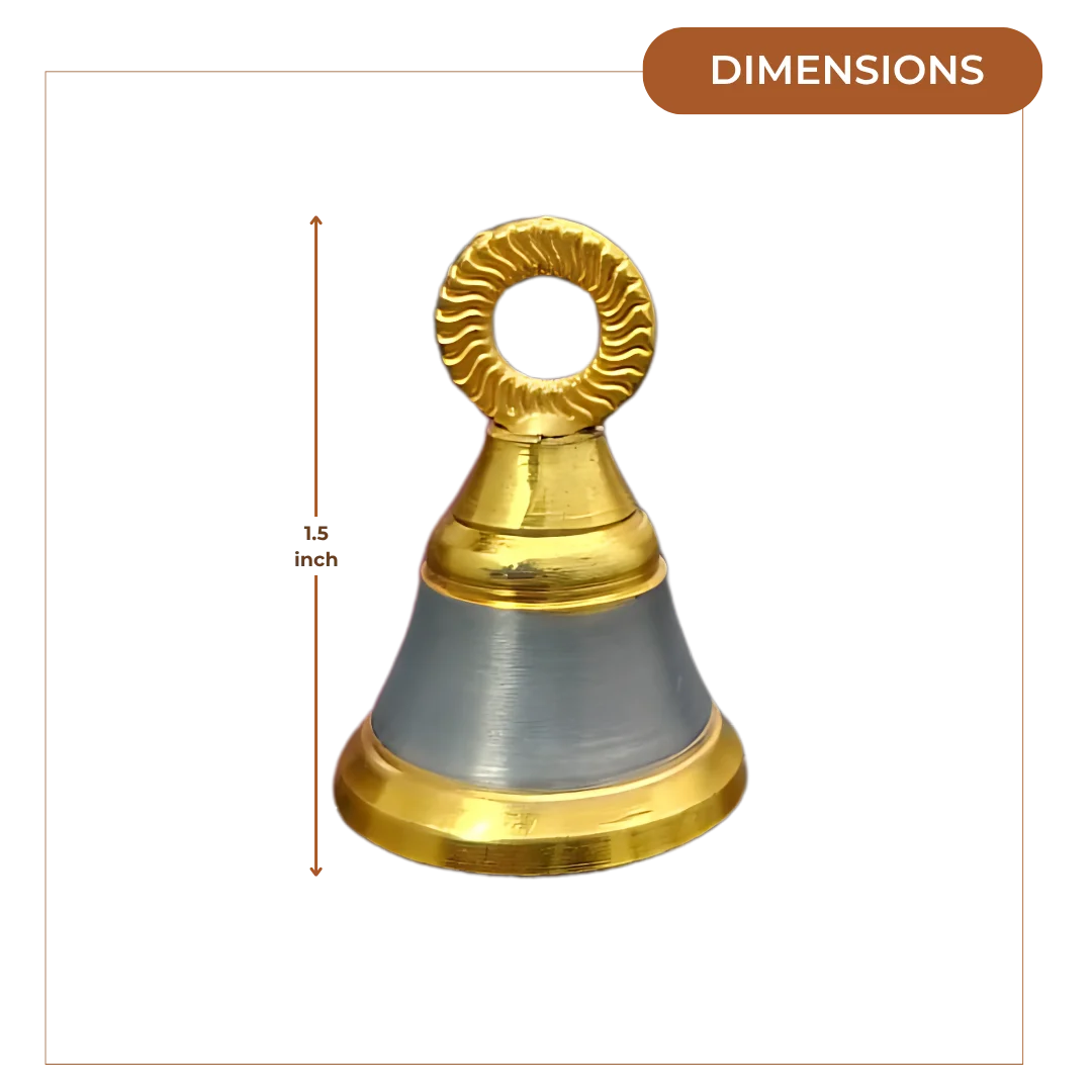 Brass Pooja Bell with Ring Handle (Small) dimensions