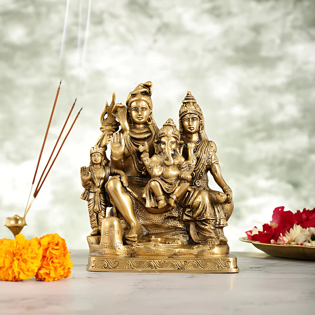 Brass Shiva Parvati Ganesha Idol lifestyle