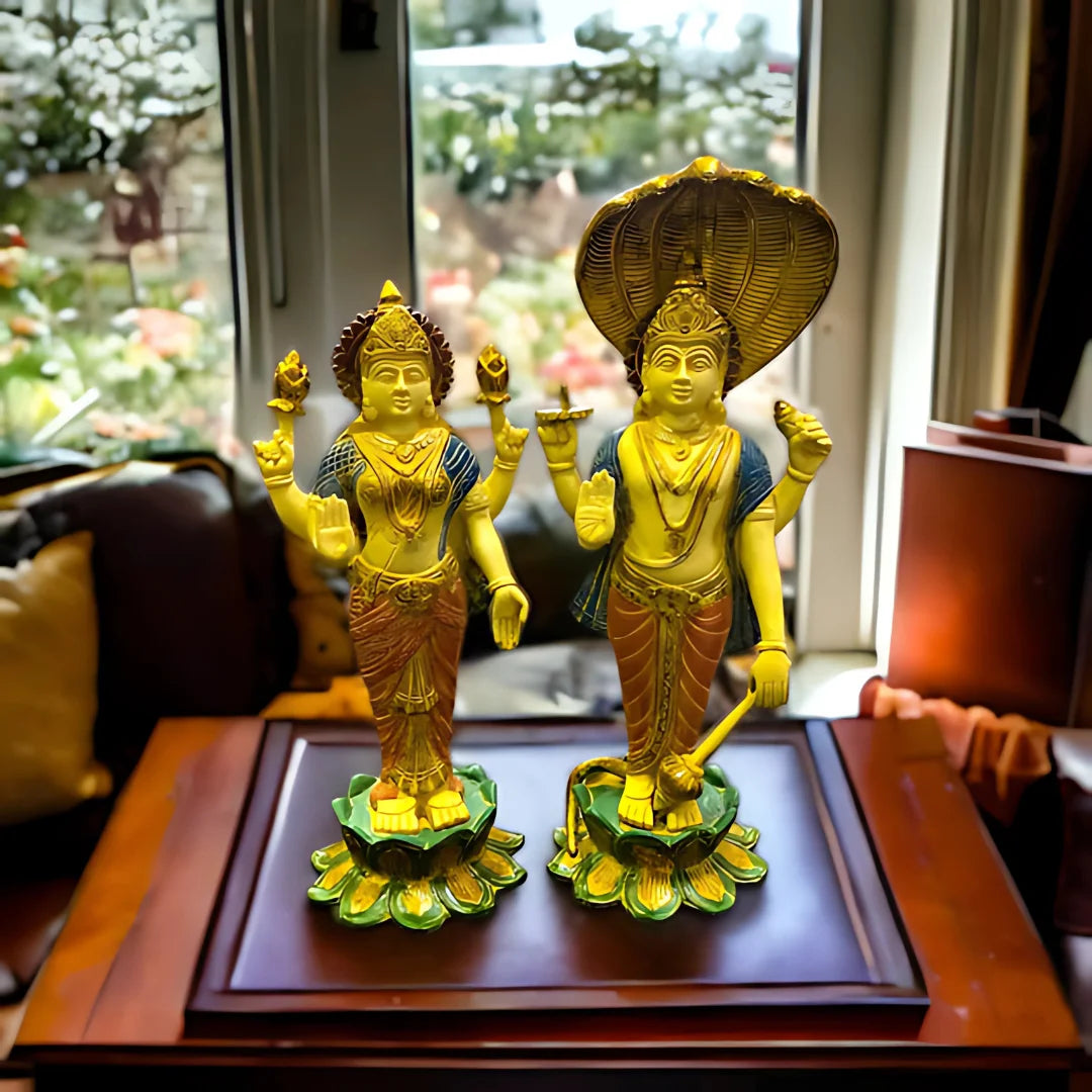 Brass Vishnu Laxmi Idol 1 brass idol